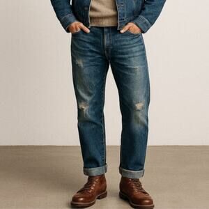 DIESEL Larkee T Jeans Blue Distressed Tapered Mens 34x32 Heritage Utility Denim